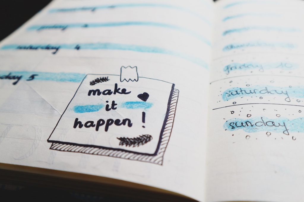 An illustrated to-do list in a notebook