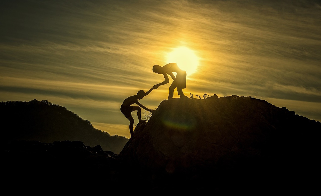 A helping hand at sunset. 